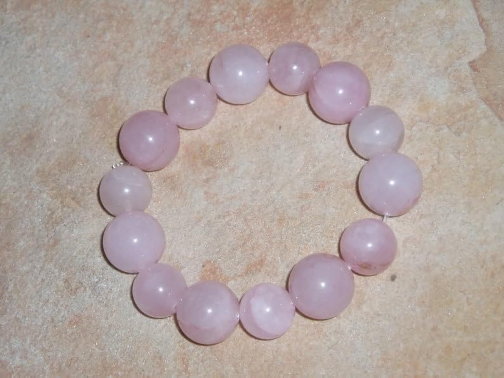 Natural Rose Quartz 12mm Round Bead Stretchable Bracelet, Unisex